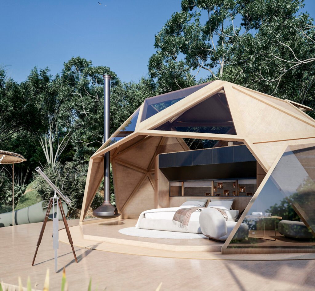 casa de madera tipo domos de lujo para Glamping