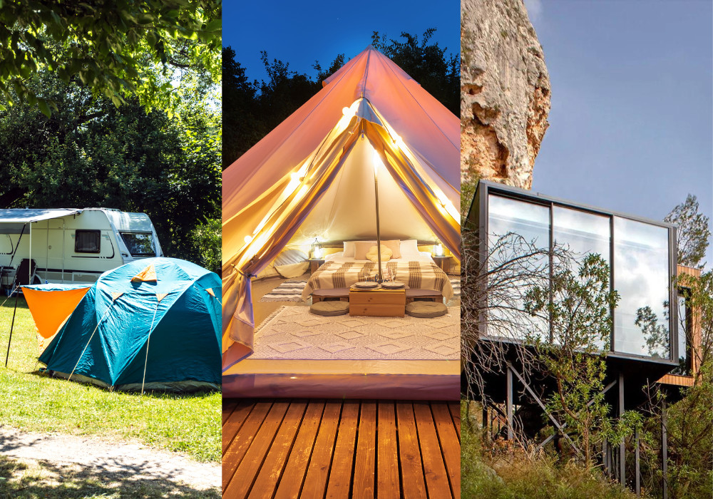 key differences between camping glamping and landscape hotels