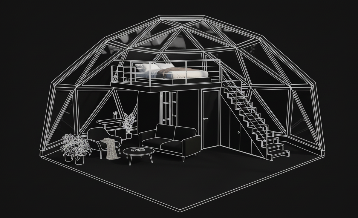 ANGULAR DOMUS COLECCIÓN ANGULAR MODELO DE 60M2 CON COCINA BAÑO Y ALTILLO