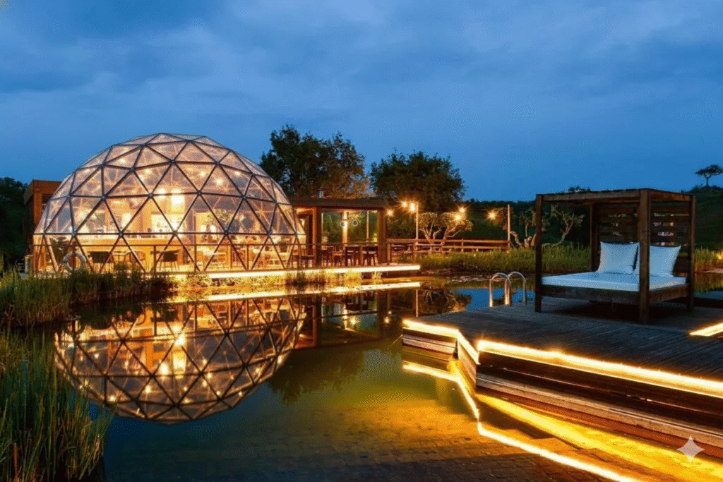 construcción de ecoresorts con pabellones geodesicos premium