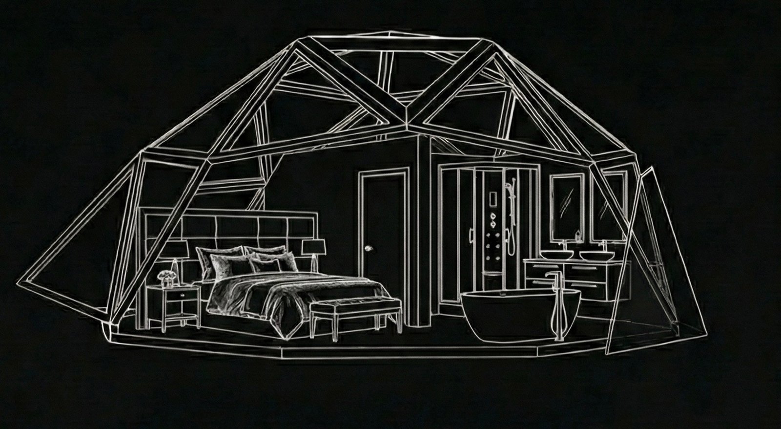 Comprar Ecosuite para hotel Pabellón geodesico, amplia tu capacidad con mas habitaciones desmontables